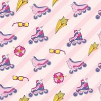 roller skate retro pattern vector