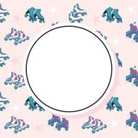 roller skate circular frame vector