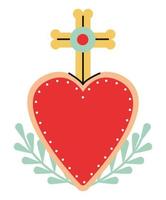 sacred heart with cross vector