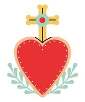 sacred heart with cross vector