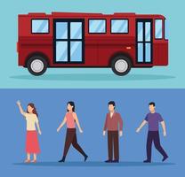 bus and people city vector