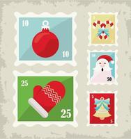 santa letter five stamps vector