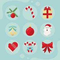 christmas nine icons vector