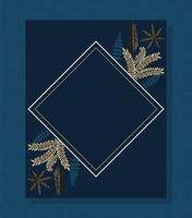 leafs in rhombus frame vector