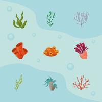seaweed plants icons vector