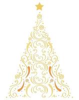 christmas golden tree pine vector