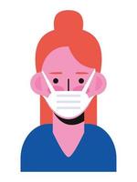 woman wearing face mask vector