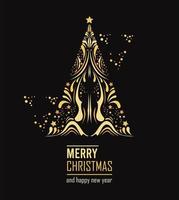 golden christmas tree decoration vector