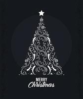 christmas silver pine tree vector