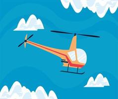 yellow helicopter in sky vector