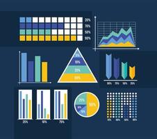 eight statistics infographics icons vector