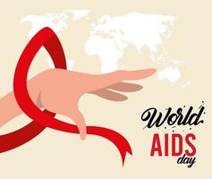 world aids day card vector