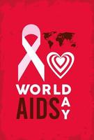 world aids day postcard vector