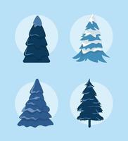 four pines trees vector