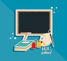 back to school supplies and chalkboard vector