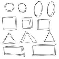 Cuaderno escolar de formas geométricas. dibujos de líneas para niños cuadrado rectangular vector
