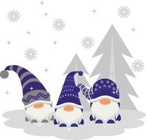 Gnomes Winter Christmas Holiday Snow Trees vector