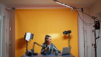 Professional studio set of video blogger