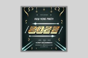 evento de fiesta de año nuevo dorado elegante con plantilla de banner de efecto de iluminación vector