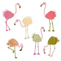 Hand drawn strawberry flamingo collection. vector