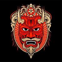 handsome japanese oni mask vector