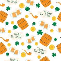 Seamless pattern for St Patrics Day Vector flat illustration