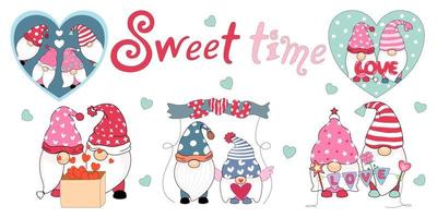 Gnome character vector illustration in sweet time designed with doodle style