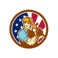 American buiilder carpenter head mascot retro vector