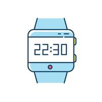 Wrist smartwatch RGB color icon. Smart watch with touchscreen display. Wristwatch. Digital clock. Wearable computing gadget. Fitness tracker. Mobile device. Technology. Isolated vector illustration