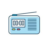 Wireless radio set RGB color icon. Portable electronic receiver. Signal transmitting apparatus. Compact receiving system. Mobile device. Technology. Isolated vector illustration