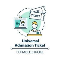 Universal admission ticket concept icon. Personal premium access pass idea thin line illustration. All inclusive tourism. Vector isolated outline RGB color drawing. Editable stroke