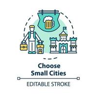 Choose small cities concept icon. Affordable travel, small towns visit idea thin line illustration. Indigenous culture experience. Vector isolated outline RGB color drawing. Editable stroke