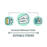 Universal admission ticket concept icon. Saving money in travel, cost effective tourism idea thin line illustration. VIP access pass vector isolated outline RGB color drawing. Editable stroke