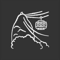 Ropeway chalk white icon on black background. Complexo do Alemao. Brazilian landmark. South America. Favelas. Urban transportation. Isolated vector chalkboard illustration