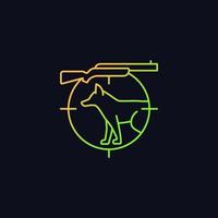 Small game hunting gradient vector icon for dark theme. Pursue smaller side animals. Hunting with trained dogs. Thin line color symbol. Modern style pictogram. Vector isolated outline drawing