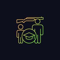 Hunter education for kids gradient vector icon for dark theme. Junior hunting. Kids hunt learning. Safety rules. Thin line color symbol. Modern style pictogram. Vector isolated outline drawing