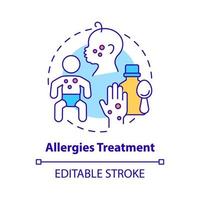 Allergies treatment concept icon. Allergy reaction relief abstract idea thin line illustration. Take medication. Doctor checkup. Vector isolated outline color drawing. Editable stroke
