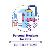 Personal hygiene for kids concept icon. Teach child of hygiene routine abstract idea thin line illustration. Wash hands and teeth. Vector isolated outline color drawing. Editable stroke