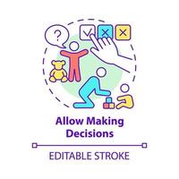 Allow making decisions concept icon. Kid making choice abstract idea thin line illustration. Family hierarchy. Childs responsibility. Vector isolated outline color drawing. Editable stroke