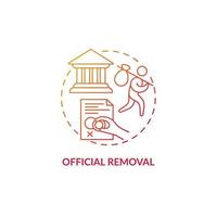 Official removal red concept icon. Visa denied. Refusal for border entry. Immigrant leaves country. Deportation abstract idea thin line illustration. Vector isolated outline color drawing