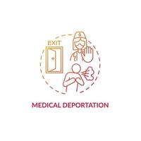 Medical deportation red concept icon. Forced resettlement from contaminated area. Global pandemic. Deportation abstract idea thin line illustration. Vector isolated outline color drawing