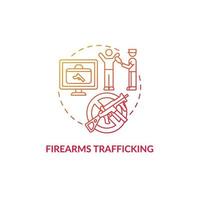 Firearms trafficking red concept icon. Security guard searching for weapons. Arrest smuggler. Deportation abstract idea thin line illustration. Vector isolated outline color drawing