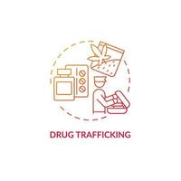 Drug trafficking red concept icon. Illegal trade. Smuggling through country border. Check on entry. Deportation abstract idea thin line illustration. Vector isolated outline color drawing