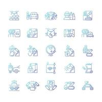 Automation gradient linear vector icons set. Advanced manufacturing. Improve everyday life. Using robotic hands. Thin line contour symbols bundle. Isolated outline illustrations collection