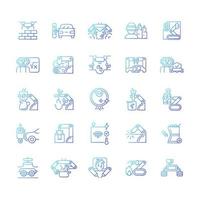 Automation gradient linear vector icons set. Advanced manufacturing. Improve everyday life. Using robotic hands. Thin line contour symbols bundle. Isolated outline illustrations collection