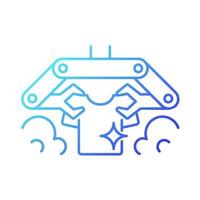 Laundry robot gradient linear vector icon. Folding clothes with robotic arms. Using artificial intelligence. Thin line color symbol. Modern style pictogram. Vector isolated outline drawing