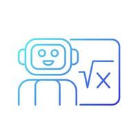 Robotics in education gradient linear vector icon. Robot teacher. Implement artificial intelligence in classroom. Thin line color symbol. Modern style pictogram. Vector isolated outline drawing