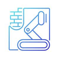 Robotics in concrete works gradient linear vector icon. Autonomous equipment in construction. Speeding up process. Thin line color symbol. Modern style pictogram. Vector isolated outline drawing