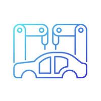 Body-in-white manufacturing gradient linear vector icon. Assembling car body. Automotive manufacturing stage. Thin line color symbol. Modern style pictogram. Vector isolated outline drawing