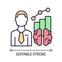 Business intelligence manager RGB color icon. Market and customer analyst. Data solutions providing expert. Finance advisor. Isolated vector illustration. Simple filled line drawing. Editable stroke